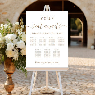 Elegant Gold Script 7 Table Wedding Seating Chart Foam Board
