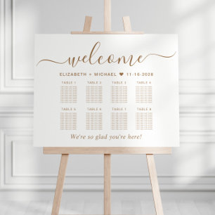 Elegant Gold Script 8 Table Wedding Seating Chart Foam Board