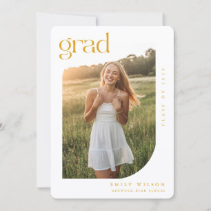 Elegant Gold Script Arch Photo Graduation Party Invitation