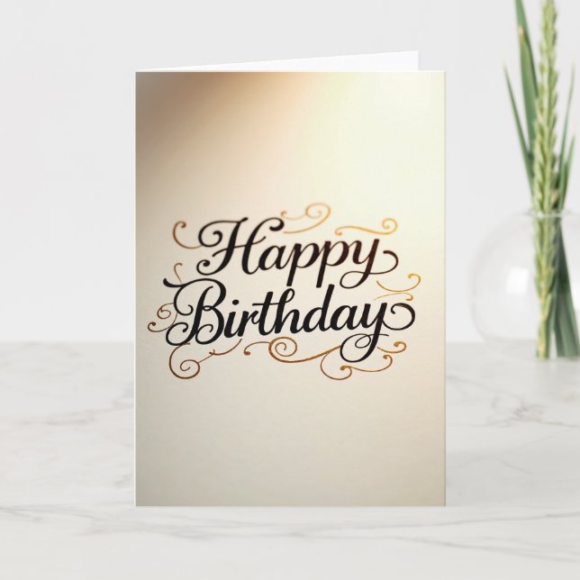 Elegant Gold Script Birthday Card (Front)