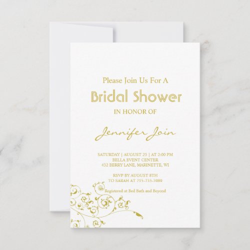 Elegant gold Script bridal shower card  Thank You Card