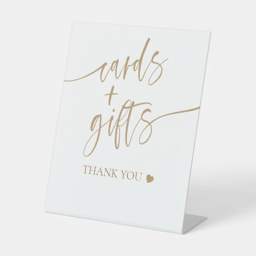 Elegant Gold Script Bridal Shower Cards  Gifts  Pedestal Sign