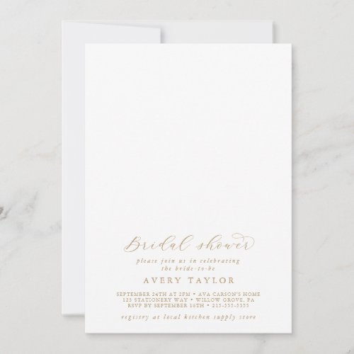 Elegant Gold Script Bridal Shower Invitation