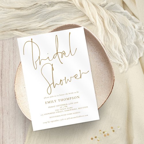 Elegant Gold Script Bridal Shower Invitation