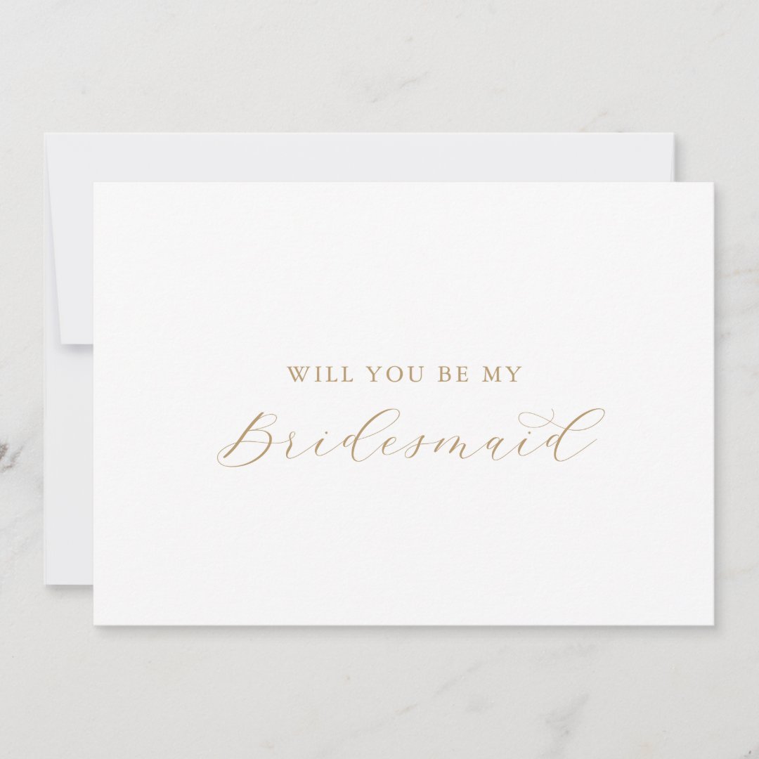 Elegant Gold Script Bridesmaid Proposal Card | Zazzle