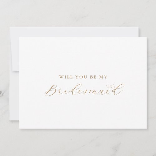 Elegant Gold Script Bridesmaid Proposal Card