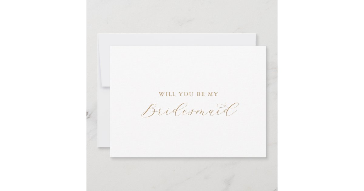Elegant Gold Script Bridesmaid Proposal Card | Zazzle