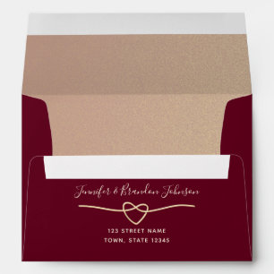 Elegant Gold Script Burgundy Envelope