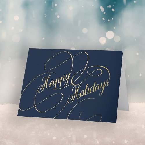 Elegant gold script business corporate holiday card