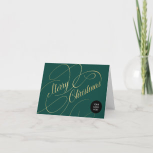 Elegant gold script business corporate logo holiday card