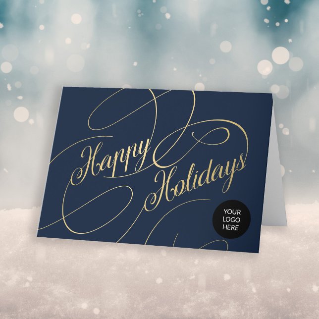 Elegant gold script business corporate logo holiday card (Creator Uploaded)