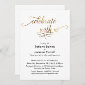 Elegant Gold Script Celebrate with Us Reception Invitation (Front/Back)