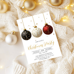 Elegant Gold Script Christmas Party Invitation
