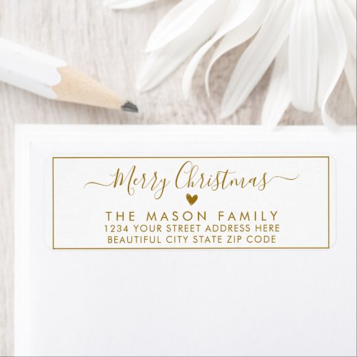 Elegant Gold Script Christmas Return Address Label