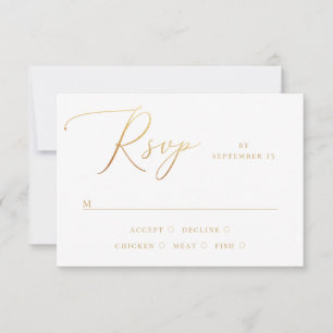 Elegant Gold Script Classic Minimalist Wedding RSVP Card