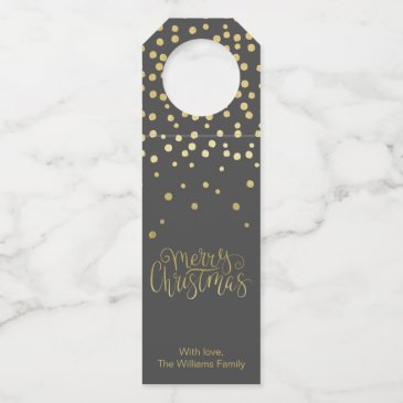 Elegant Gold Script & Confetti Black Christmas