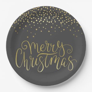 Elegant Gold Script & Confetti Glamorous Christmas