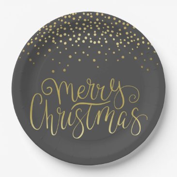 Elegant Gold Script & Confetti Glamorous Christmas