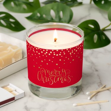 Elegant Gold Script & Confetti Red Christmas