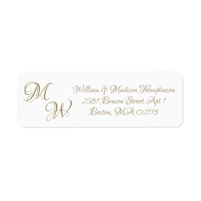 Elegant gold script custom initials monogram chic label (Front)