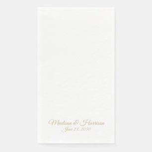 Elegant gold script custom names date chic wedding paper guest towels