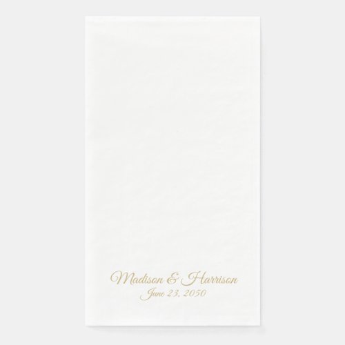 Elegant gold script custom names date chic wedding paper guest towels