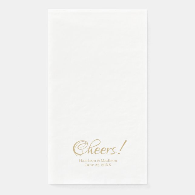 Elegant gold script custom names text Wedding Paper Guest Towels (Front)