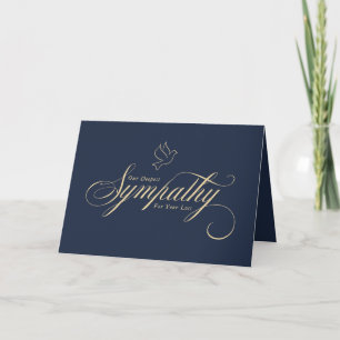 Elegant Gold Script Dove Blue Condolence Sympathy Card