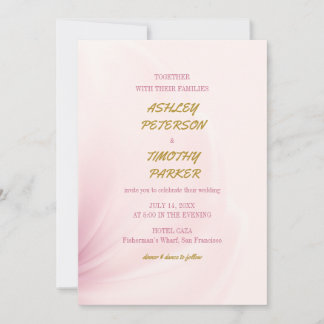 Elegant Gold Script Dusty Rose Wedding Invitation