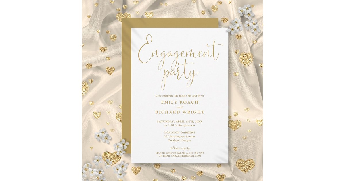 Engagement Script Elegant Gold Script Engagement Party Invitation | Zazzle