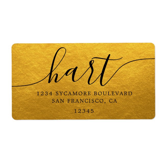 Elegant Gold Script Family Return Address Label (Front)