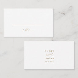 Elegant Gold Script Flat Wedding Place Card | Zazzle