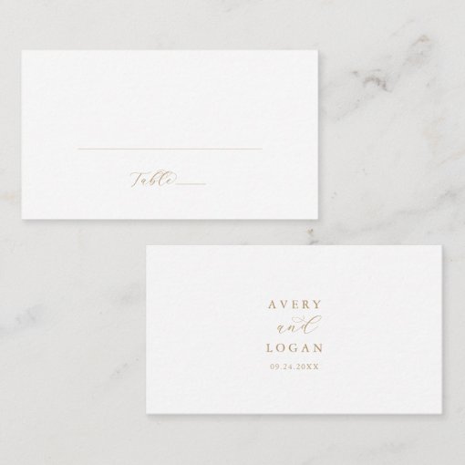 Elegant Gold Script Flat Wedding Place Card | Zazzle