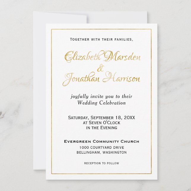 Elegant Gold Script Formal Scripture Religious Invitation (Front)
