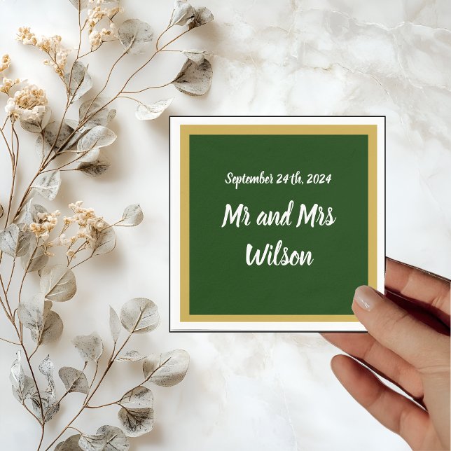 Elegant Gold Script Frame on Gold Cocktail napkin (Creator Uploaded)