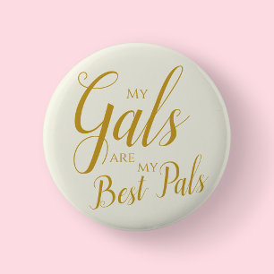 Elegant Gold Script Friends Of Bride Bridal Shower Button
