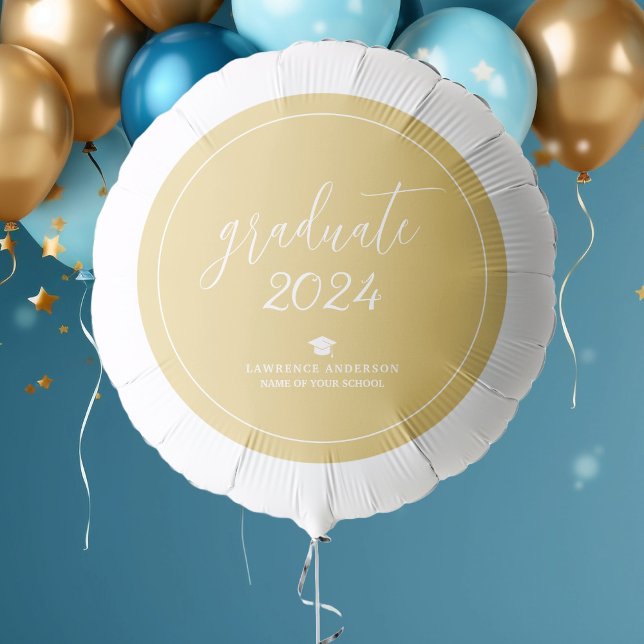 Elegant Gold Script Graduate 2024 Graduation Party Balloon (Creator Uploaded)