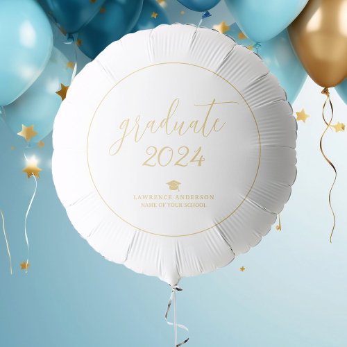 Elegant Gold Script Graduate 2024 Graduation Party Balloon