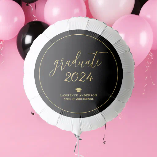 Elegant Gold Script Graduate 2024 Graduation Party Balloon