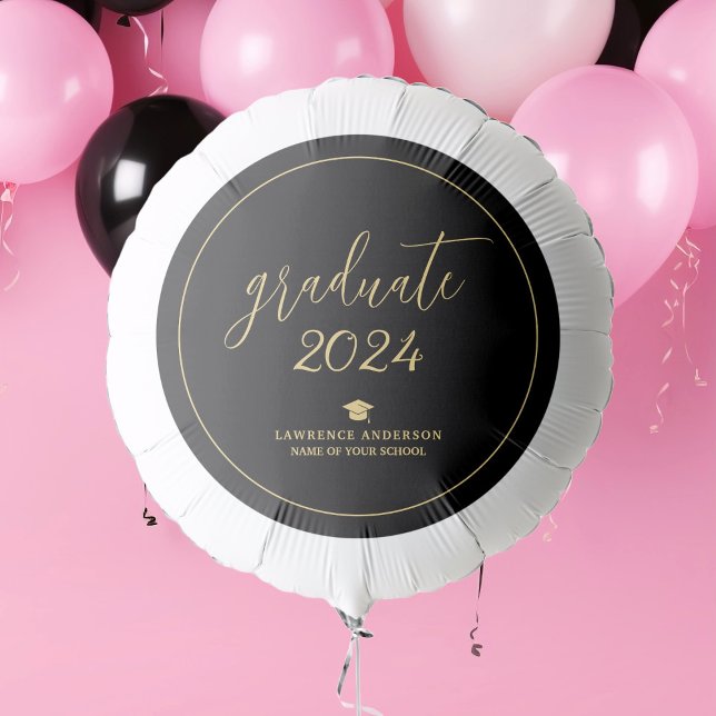 Elegant Gold Script Graduate 2024 Graduation Party Balloon (Creator Uploaded)