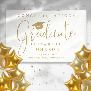 Elegant Gold Script Graduation Party Banner