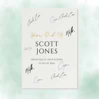 Elegant Gold Script Graduation Signature Board