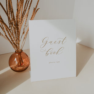 Elegant Gold Script Guest Book Sign