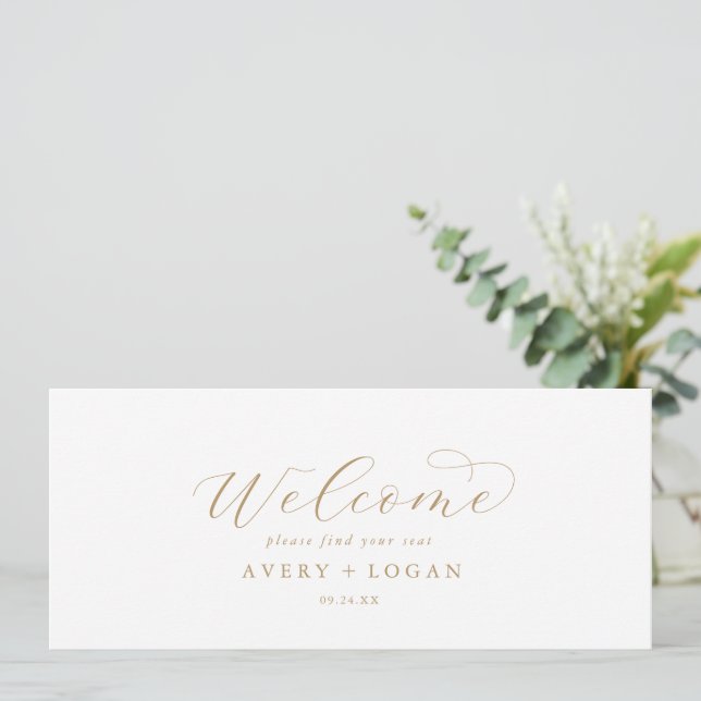 Elegant Gold Script Hanging Seating Chart Header (Standing Front)