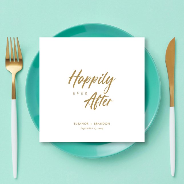 Elegant Gold Script: "Happily Ever After" Wedding Napkins (Personalized Elegant Gold Script: "Happily Ever After" Wedding Napkins
)