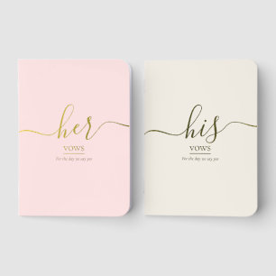 Elegant Gold Script Her and His wedding Vow books