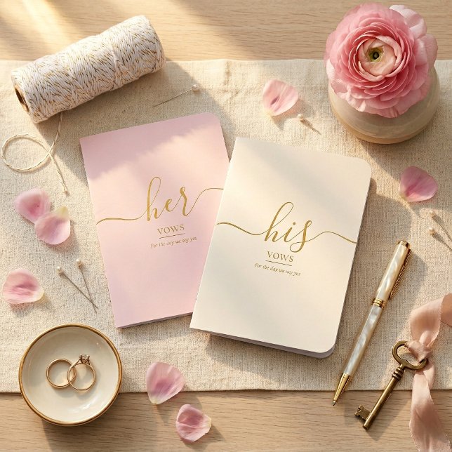 Elegant Gold Script Her and His wedding Vow books (Elegant Gold Script Her and His wedding Vow books)