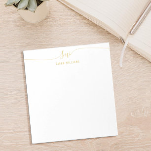 Elegant Gold Script Initial Monogram  Notepad