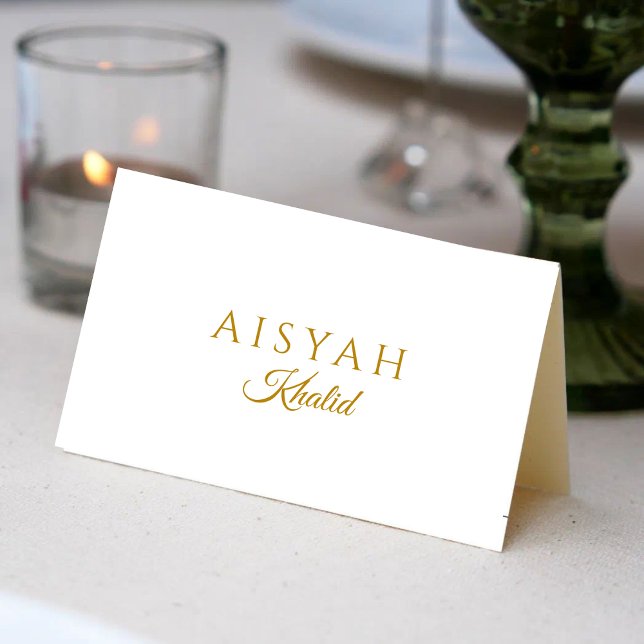 Elegant Gold Script Islamic Wedding Place Card (Creator Uploaded)