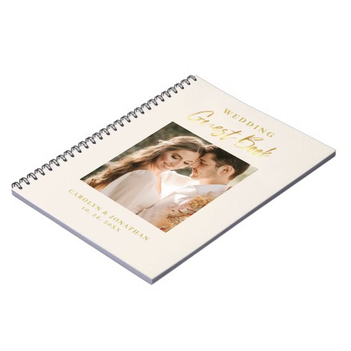 Elegant Gold Script Ivory Wedding Guestbook Notebook Zazzle